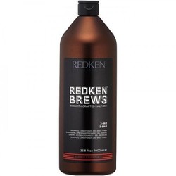 Redken Brews 3-In-1 Shampoo, Conditioner & Body Wash - Шампунь, кондиционер и гель для душа 3 в 1, 1000 мл